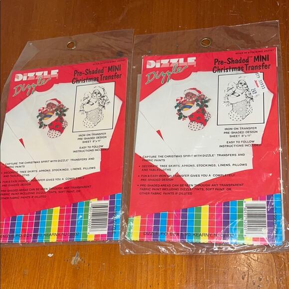 Dizzle Bear In Stocking Mini Christmas Transfer Set Bundle - Picture 1 of 2